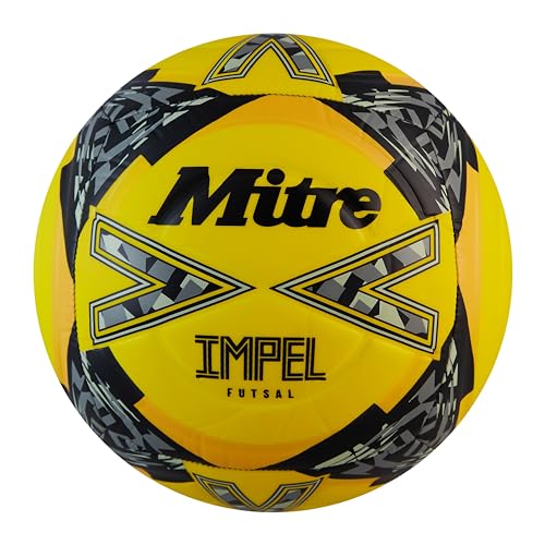 Mitre Impel Futsal 24 Fußball, Unisex, für Erwachsene, Fluo Gelb/Schwarz/Kreisgrau, 3