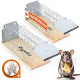 RAPIZZ Rattenfalle Lebend 2 Stück Groß - 30cm Länge Inkl. Sicherheitshandschuhe & Expertentipps I Ratten Lebendfalle Ratte lebende Rattenfallen Lebendfallen I Auch ideal als Mausefalle Mäusefalle