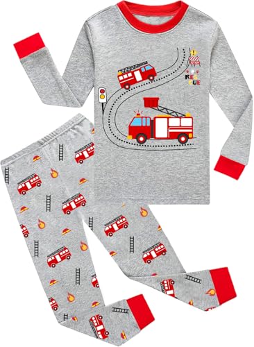 Little Hand Jungen Schlafanzug Langarm Herbst Winter Kinder Feuerwehrauto Schlafanzug 122