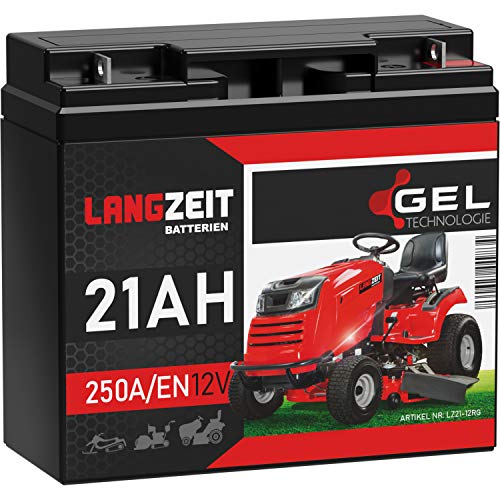 LANGZEIT Rasentraktor Batterie 12V 21Ah 250A/EN Gel Batterie Akku 12V doppelte Lebensdauer ersetzt 17Ah 18Ah 20Ah 22Ah 23Ah vorgeladen auslaufsicher wartungsfrei