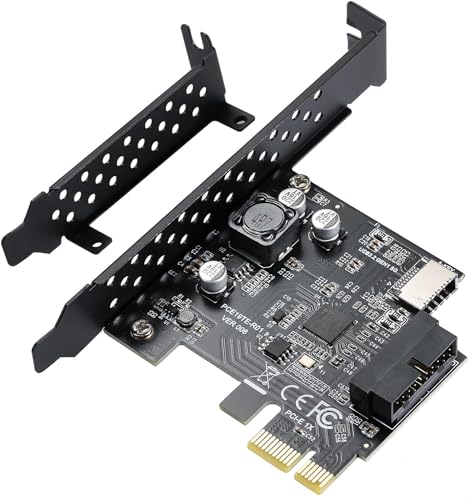 YABOANG USB 3.2 GEN1 Type-e (A Key) Frontplatten-Header (zum Typ-C-Frontplatten-Header) 5 GBit/s +USB 3.0 20-Pin-Anschluss PCI-E 1X Express-Karte für Motherboard