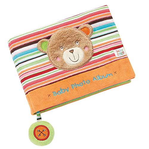 Fehn 091410 Fotobuch Teddy – Weiches Soft-Bilderbuch für 6 Fotos á 10x15 cm – Spielerisch Gesichter merken und Namen lernen für Babys und Kleinkinder ab 0+ Monaten – Maße: 20x15cm