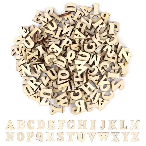 NAIKUDAGE 208 Stück Holzbuchstaben, 15mm Holz Buchstaben, Scrabble Deko Für Kinder Freizeit kreatives Handwerk, Hochzeit, Festival, Party-A -Z 8 Sätze