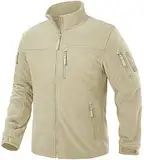 TACVASEN Herren Fleecejacke Military Fleece Army Jacket Warm Jacke Winter für Outdoor (L, Beige)