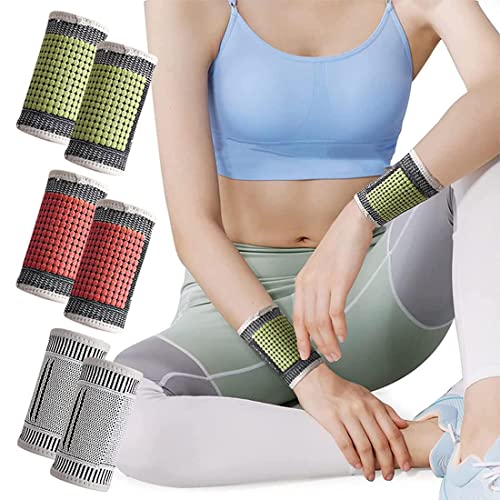 3 Paare Turmalin Wärmezirkulation Selbsterwärmendes Schweißband, Männer und Frauen Sportarmbänder, Thermal Shaping Schweißband für Tendinitis Verletzungen Erholung (3Color)