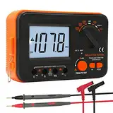 Digital Megohmmeter, Kethvoz 1000V Isolationsprüfer, Isolationswiderstand 0.1MΩ-2GΩ mit 250V/500V/1000V Prüfspannung, Messen AC/DC Spannung Isolierungsprüfung Tester, Inkl. Messspitzen Krokodilklemmen