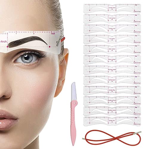 12 Stücke Augenbrauen Schablonen Satz, DIY Stempel Schablone, Braue Makeup Formung Werkzeug Enthält 12 Stücke Wiederverwendbare Schablone