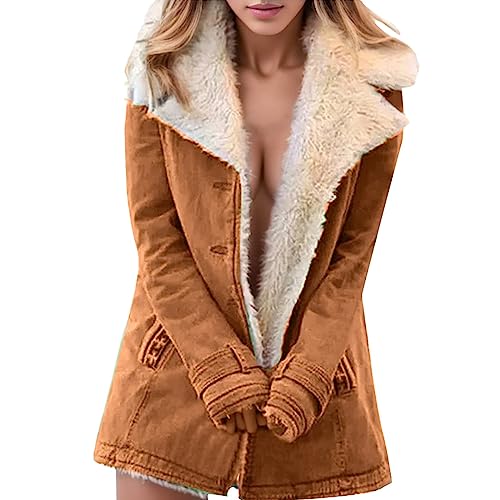 Lederjacke Mit Fell Damen, Damen Elegant Gefüttert Lang Trenchcoat Mantel Verdickene Wasserdicht Baumwoll Leichte Windbreaker Parka Warm Damen Stylisch Atmungsaktiv Winterjacke Kleidung