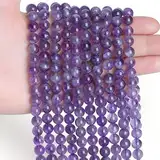 Sahoottie 100 Stück Amethyst Edelsteine Perlen Set Kristall Perlen zum Lila Kristall Perlen für Armbänder Selber Machen Ketten DIY Schmuckherstellung Basteln 6mm