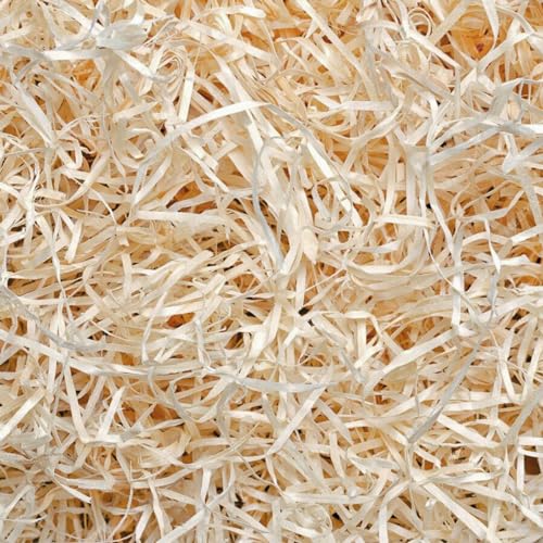 Bio-Holzwolle Füllmaterial für Geschenkkorb für Lebensmittel geeignet PEFC Zertifiziert naturbelassen für Deko und Geschenkkörbe 1000 g