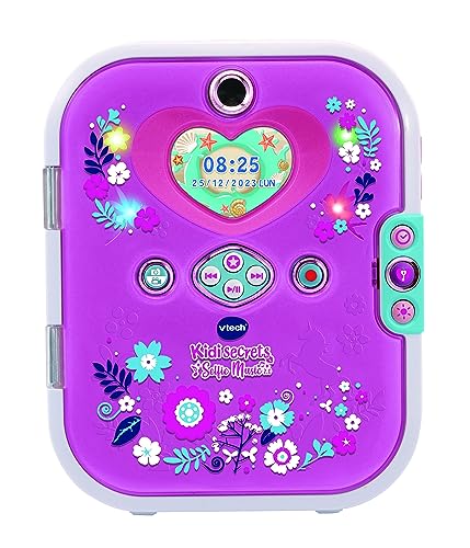 VTech KidiSecrets Selfie Music 2.0, interaktives geheimes Tagebuch für Kinder mit Doppelkamera und MP3, elektronisches Tagebuch mit Farbbildschirm und Tastatur, italienische Sprache, Batterien im