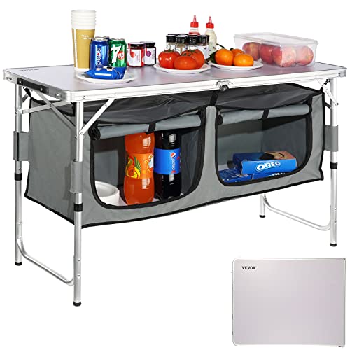 VEVOR Campingküche inkl.Tragetasche Campingschrank Einstellbar Campingschrank, Reiseküche Küchenbox Zeltschrank Outdoor Camping Küche Zeltschrank Camping Reisen Grau Tragbar Küchenbox Reiseküche