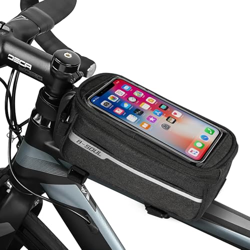 Fahrradtasche Rahmen, Fahrradtasche Lenker für Handys unter 7 Zoll, Fahrrad Rahmentasche, Handytasche Montainbikes Wasserdicht, Lenkertasche Fahrrad, mit TPU-Touchscreen, für Montainbikes, Ebikes