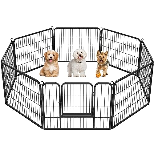 Yaheetech Freilaufgehege für Kleintiere Welpenauslauf mit Tür Laufgitter Welpenfreigehege Hundegehege Laufstall für Hund, Katze, Welpe, Kaninchen 8 Gitter je 80 x 60 cm