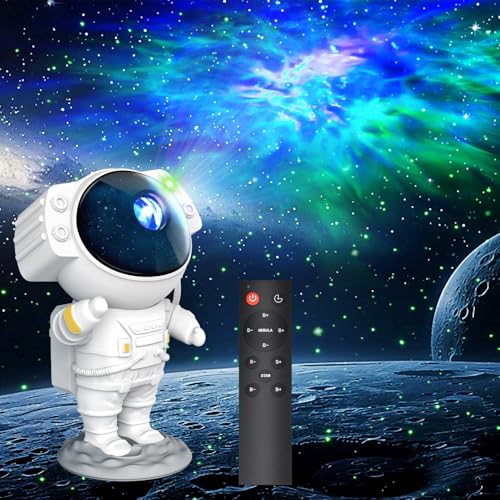 Nigecue Astronauten LED Sternenhimmel Projektor mit Fernbedienung, Sternenprojektor Nachtlicht Sterne Projektor mit Timer, LED Projektorlampe für Baby Kinder Schlafzimmer Heimkino Party Haus