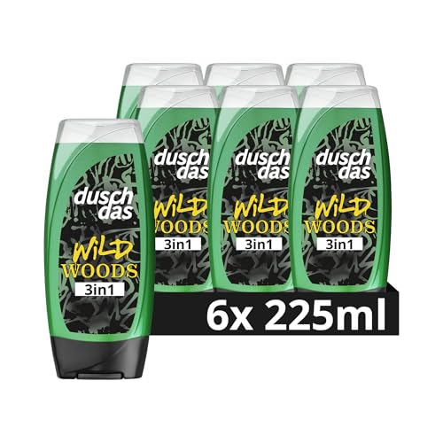 Duschdas 3-in-1 Duschgel & Shampoo Wild Woods Duschbad mit 12h Duft sorgt für einen erfrischenden Start in den Tag 6x 225 ml