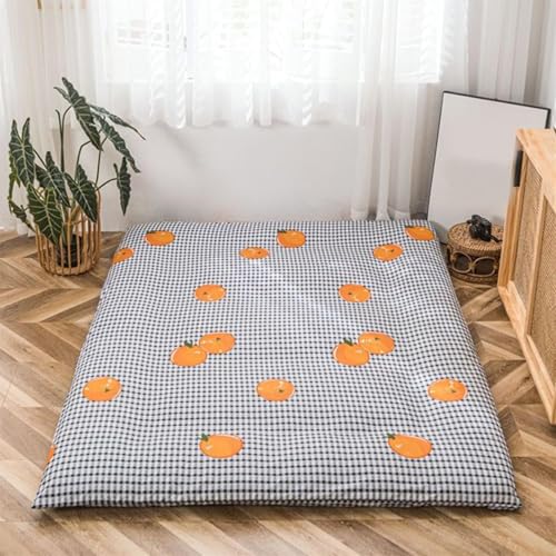 Futon-Bodenmatratzenbezug Mit Reißverschluss, Baumwollbezug for Traditionelle Futon-Matratzenschutzhülle, Weich, Maschinenwaschbar(Orange,King/180x200cm)