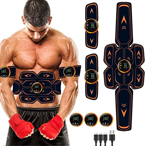 Queath EMS Trainingsgerät,EMS Bauchtrainer,USB Wiederaufladbar Muskelstimulator bauchtrainermit 8 Modi & 19 Intensitäten - Bauchmuskeltrainer EMS Elektrische Muskelstimulation