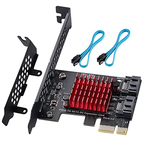 PCIE 1X SATA 3.0 Karte 2 Ports, mit 2 SATA Kabeln, 6 Gbit/s PCIE SATA Erweiterungskarte, PCIE zu SATA Controller, PCIE 3.0 GEN3 JMicron und JMB582 Chip