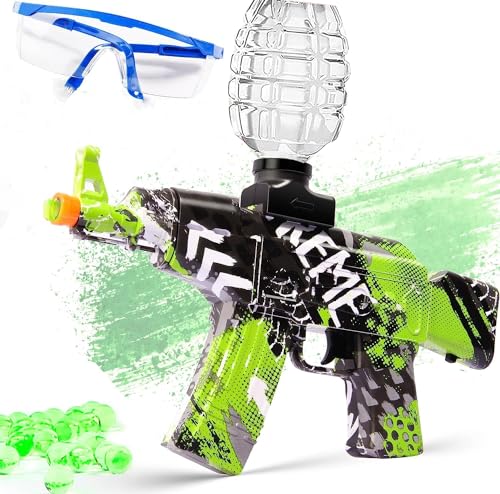 Gel Blasters,Electric Gel Ball Blasters,AKM-47 Gel Blaster,with Goggles and 50,000 Balls,für Outdoor-Aktivitäten – Team-Schießspiel, ab 14 Jahren（Grün）