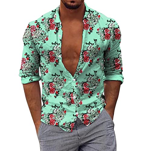 hehiy Herren Freizeithemd Langarm Baumwoll Leinenhemd Henley Hemd Men's Casual Beach Shirts Strand Hemd Hemd Sommer Hemd Schwarzes Leinenhemd Herren Langarm Lustiges Hemd MäNner