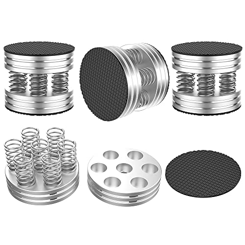 Tertullus 4 Stück High End Lautsprecher Füße Schwingungsdämpfer Aluminium Füße Audio Absorber Lautsprecherständer Mit Rutschfestem Gummi Resonanzdämpfer (Silver)