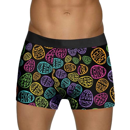 WKAYsIV Boxershorts Retro Herren Egg Bunny“, Festliche, schmale Passform, leichte, Bequeme Herrenunterwäsche New Online Shop (Black, XXL)