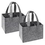 2 Stück Weinflaschentasche aus Filz, Flaschentasche 6 Flaschen, Wiederverwendbare männerhandtasche, Flaschentasche Fühltasche, Trinktasche, Filzflasche Tragetasche für Bierflaschen(24x18x16cm)