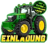 VULAVA 12x Traktor EINLADUNGSKARTEN KINDERGEBURTSTAG Junge Mädchen - die Trecker PARTY Karten sind die Traktor EINLADUNG für Jungen Mädchen Kinder GEBURTSTAG Bauernhof KINDERPARTY Schlepper Pferde