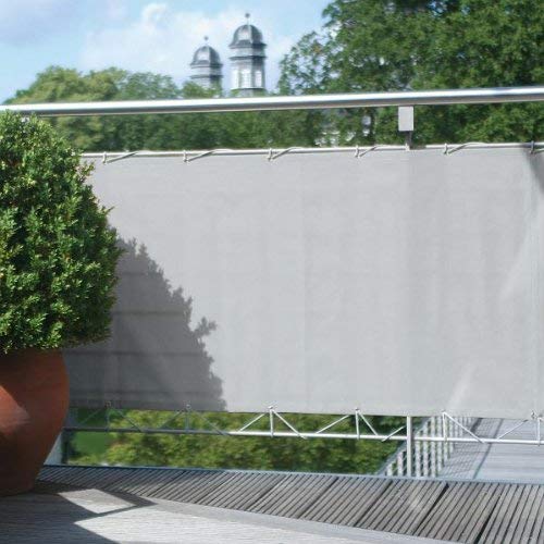 Floracord 12-75-50-07 Hochwertige Balkonumrandung aus Polyesterstoff 75 x 500 cm mit Zubehör montagefertig, silbergrau, Grau