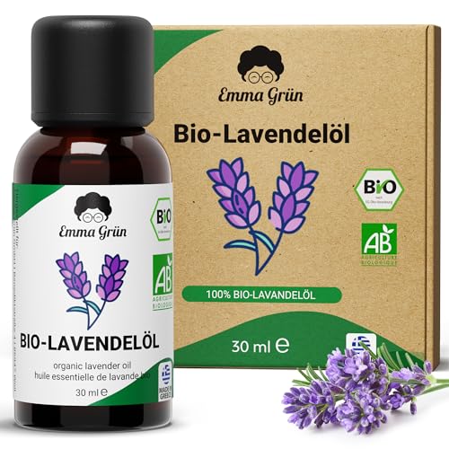 Emma Grün® BIO Lavendelöl Ätherisches Öl [100% Naturrein] - Ätherisches Lavendel Öl Bio - Lavender Essential Oil - Ätherische Öle Naturrein Hochdosiert - LEBENSMITTELQUALITÄT - Ätherische Öle BIO