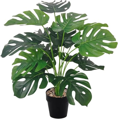 Vmhkjo Monstera Kunstpflanze Groß,75cm Hoch 18 Zweige Kunstpflanze Splitphilo im Topf Künstliche Pflanzen Tropical Hawaii Grün Fake Plant für Schlafzimmer Büro Garten Hochzeit Party Deco