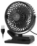 Dreamhigh® Mini USB Ventilator, 360° Drehung Tragbarer Clip Ventilator, 3 Geschwindigkeiten, Leise Tischventilator für den Schreibtisch, Zuhause und Büro, Schwarz(USB-betrieben)