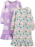 Simple Joys by Carter's Mädchen 2-Pack Fleece Nightgowns Nachthemd, Lila Schaf/Weiß Floral, 6-7 Jahre (2er Pack)