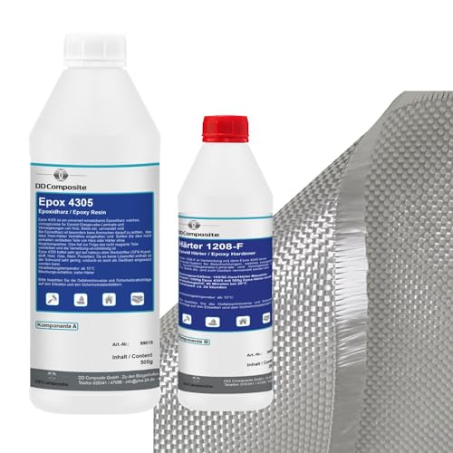 Epoxidharz 750g plus 1m² Glasfilamentgewebe 390g/m² Leinwand leicht formbares Gewebe zum Laminieren und Reparieren gute Haftung hohe Klebkraft