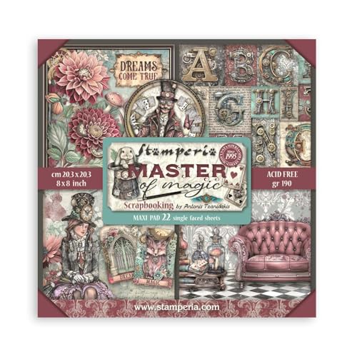 Stamperia - Scrapbook Paper Pad for Scrapbooking, Albums, Card Making, Bullet Journalling and More, Acid Free, Single Face, Perfect for Hobbies, Crafts, and Gifting (Master of Magic) (20.3 x 20.3cm)