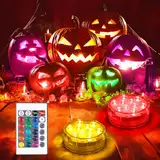 daphomeu Poolbeleuchtung Unterwasser Licht, LED Teichbeleuchtung mit fernbedienung, Multicolor RGB Pool Lichter, Deko Licht für Vase Basis Teich Hochzeit Halloween Christmas (2)