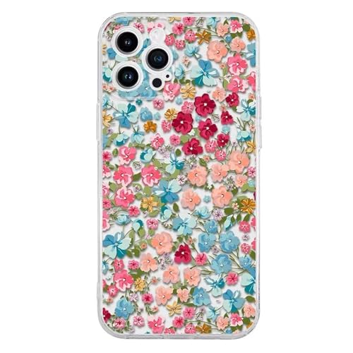 Rnrieyta Miagon Kreativ Blume Hülle für iPhone 13,Schmetterling Blätter Blumen Flower Serie Schutzhülle Transparentes Weich TPU Cover Dünne Kratzfeste Silikon Gel