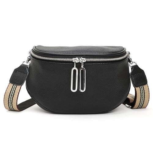 Atgbiem schwarz crossbody bag damen breiter gurt leder brusttasche damen umhängetasche damen bauchtasche damen stylisch elegant handtasche