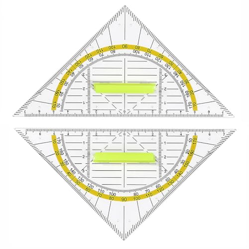 YPYMOD 2 Stück Geodreieck mit Griff 16 cm, Flexibel Geo Kreisschablone, Geeignet für Den Einsatz im Schulbüro