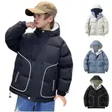 Guqmjde Winterjacke Jungen Daunenjacke Kinder Mantel Jacken Wintermantel Puffer Jacket Reißverschluss Kapuzenjacke Thermal Daunenmantel Mode Thermojacke Outdoorjacke Gutscheine Schwarz, 7 Jahre