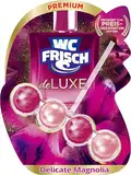 WC FRISCH DeLuxe Delicate Magnolia (50 g), WC Reiniger mit zartem Magnolienduft, Duftsteine mit Parfümperlen für einen Parfüm-Boost bei jeder Spülung