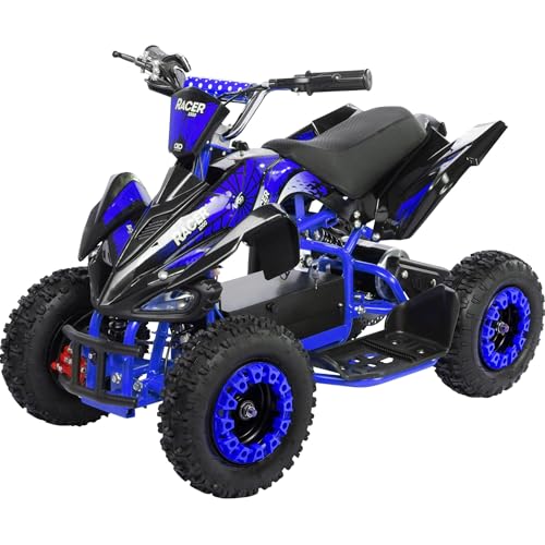 Actionbikes Motors Kinder Quad Elektro ATV Racer | ?? Volt ???? Watt Motor bis ?? km/h - Kinderquad - Pocket Quad - Safety Touch Fußschalter - Für Kinder ab 6 Jahren (1000 Watt Schwarz/Blau)