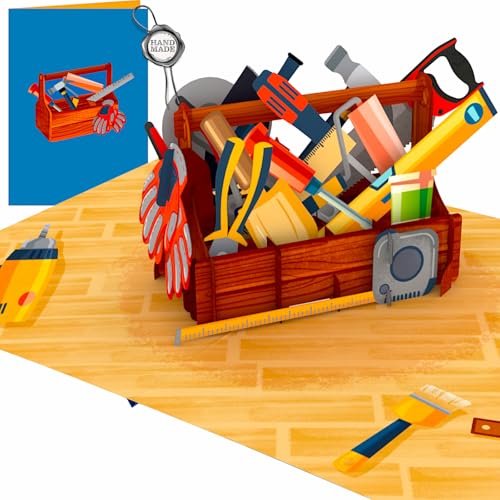 Liebessa 3D Pop-Up Karte – Werkzeugkasten für Heimwerker & Handwerker – Die perfekte Gutscheinkarte für Baumarkt-Geschenke, Geburtstage oder Geldgeschenke.