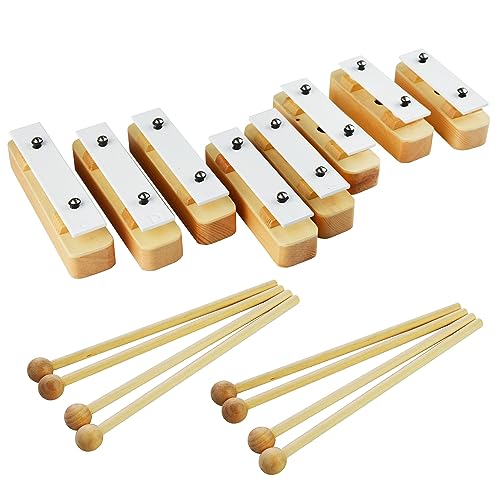 A-Star Chime Bar Set mit 8 diatonischen Sopran-Glockenspiel-Xylophonen aus Holz mit 8 Schlägeln – C6 bis C7