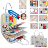 JHkim Montessori Busy Board Deutsch, Baby Spielzeug ab 1 2 3 4 Jahre, Kleinkinder Activity Board, Geschenke für Junge Mädchen, Kinder Sensorik Lernspielzeug, Motorikbrett für Reise Auto Flugzeug