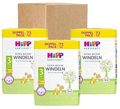 HiPP Babysanft Windeln Midi 3 Vorratsbox (3 x 72 Stück)