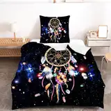 Traumfänger Bettwäsche Mädchen 135x200cm 3D Mikrofaser Kinderbettwäsche Teenager Jugendliche Kinder Bettbezug 135x200 und 1 Kissenbezug 80X80cm Frau Geschenk zum Geburtstag Weihnachten, Traumfänger 01
