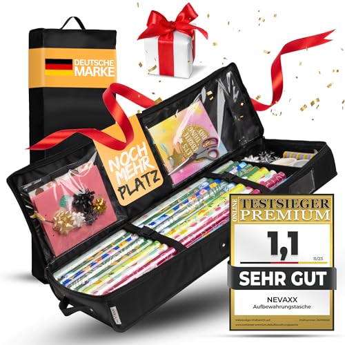 neVaxx® -Aufbewahrungstasche für Geschenkpapier-wasserdichtes 600D Oxford Gewebe-Geschenkpapier aufbewahrung Organizer-Geschenkpapierrollen Organizer mit Fächern 90x30x12cm