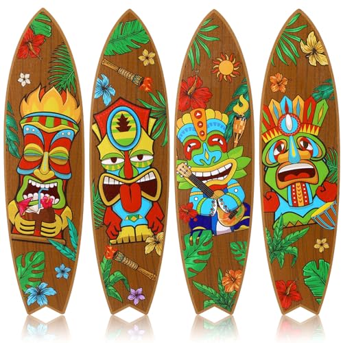 Blulu Surfbrett-Wanddekoration, Surfbrett, Wandbehang, Schild, Holz, Stranddekoration, Sommer-Themen-Dekor, hawaiianische Luau-Party-Dekoration für Zuhause, Bar, Aloha, tropische Geburtstagsparty